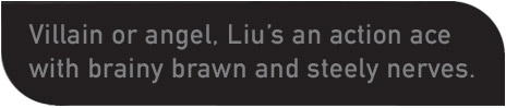 Villain or angel, Liu’s an action ace with brainy brawn and steely nerves.