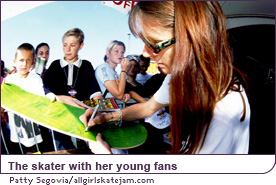 The skater with her young fans