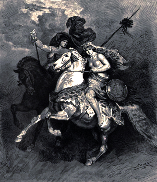 An image of Penthesilea on horseback